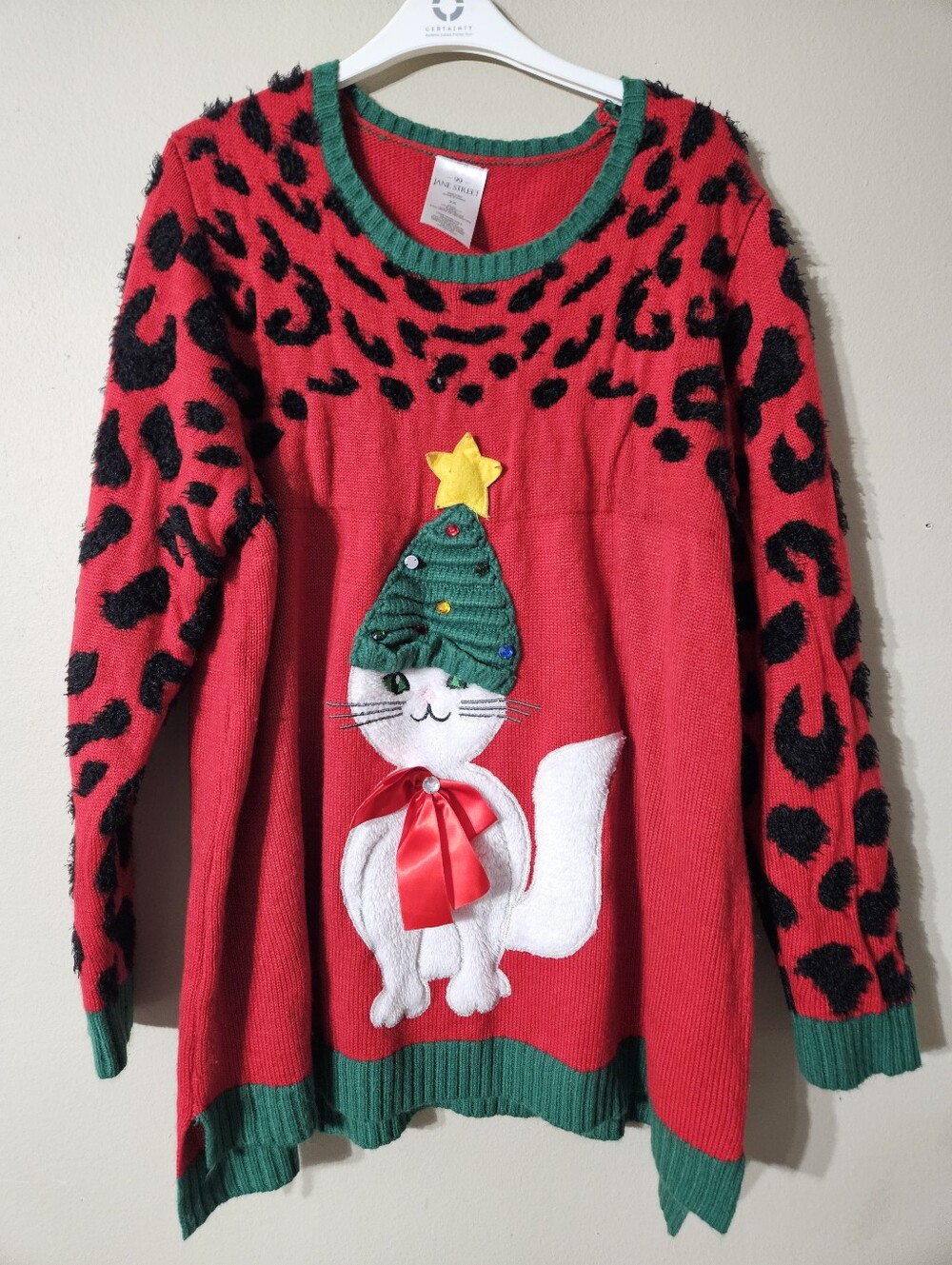 99 Jane Street Christmas Cat Sweater 2X